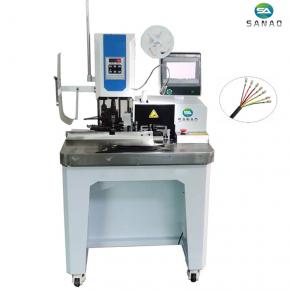 Automatic multi-cores sheath cable stripping crimping machine